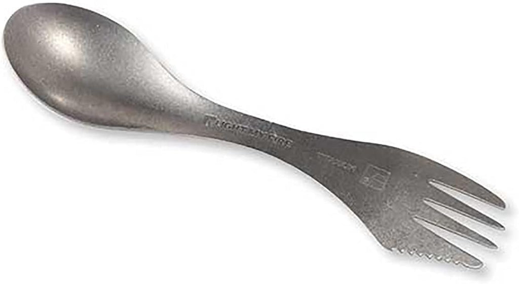 Light My Fire Titanium Spork Camping Spoon Fork Knife Combo Reusable Travel & Camping Utensils - Unbreakable Non-Toxic BPA Free Outdoor Backpacking Hiking Picnic Utensil, 1 Metal Spork