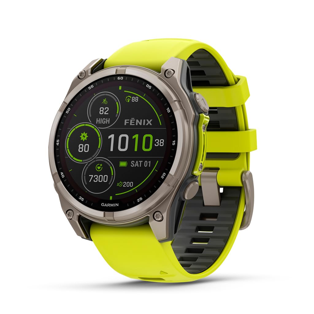 Garmin fēnix® 8 – 47 mm,Solar,Sapphire,Premium Multisport GPS Smartwatch, Long-Lasting Battery Life,Dive-Rated, Built-in LED Flashlight, Carbon Gray DLC Titanium Bezel Black/Pebble Gray Silicone Band
