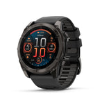 Garmin fēnix® 8 – 47 mm,Solar,Sapphire,Premium Multisport GPS Smartwatch, Long-Lasting Battery Life,Dive-Rated, Built-in LED Flashlight, Carbon Gray DLC Titanium Bezel Black/Pebble Gray Silicone Band