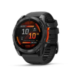 Garmin fēnix® 8 – 47 mm,Solar,Sapphire,Premium Multisport GPS Smartwatch, Long-Lasting Battery Life,Dive-Rated, Built-in LED Flashlight, Carbon Gray DLC Titanium Bezel Black/Pebble Gray Silicone Band