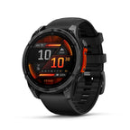 Garmin fēnix® 8 – 47 mm,Solar,Sapphire,Premium Multisport GPS Smartwatch, Long-Lasting Battery Life,Dive-Rated, Built-in LED Flashlight, Carbon Gray DLC Titanium Bezel Black/Pebble Gray Silicone Band