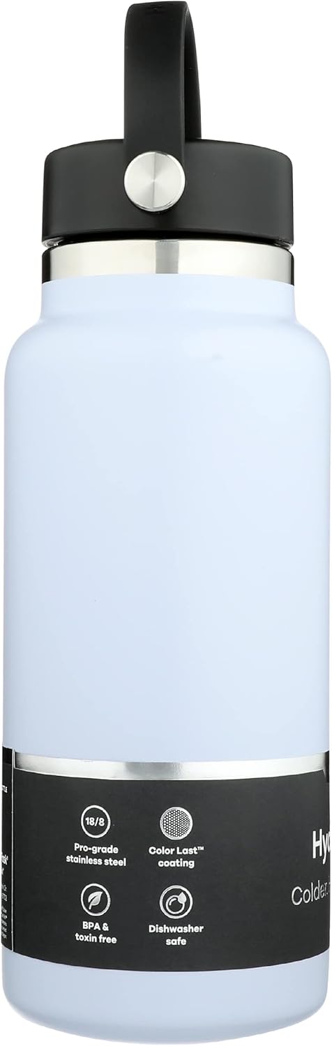 Hydro Flask 32 oz. Water Bottle - Stainless Steel, Reusable, Vacuum Insulated- Wide Mouth with Leak Proof Flex Cap