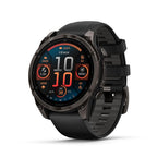 Garmin fēnix® 8 – 47 mm,Solar,Sapphire,Premium Multisport GPS Smartwatch, Long-Lasting Battery Life,Dive-Rated, Built-in LED Flashlight, Carbon Gray DLC Titanium Bezel Black/Pebble Gray Silicone Band
