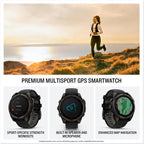 Garmin fēnix® 8 – 47 mm,Solar,Sapphire,Premium Multisport GPS Smartwatch, Long-Lasting Battery Life,Dive-Rated, Built-in LED Flashlight, Carbon Gray DLC Titanium Bezel Black/Pebble Gray Silicone Band