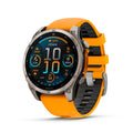 Garmin fēnix® 8 – 47 mm,Solar,Sapphire,Premium Multisport GPS Smartwatch, Long-Lasting Battery Life,Dive-Rated, Built-in LED Flashlight, Carbon Gray DLC Titanium Bezel Black/Pebble Gray Silicone Band