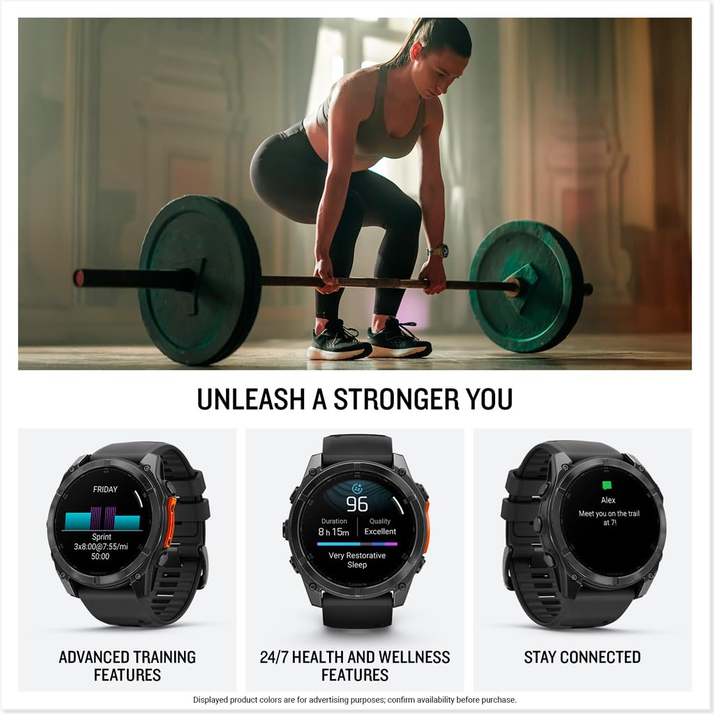 Garmin fēnix® 8 – 47 mm,Solar,Sapphire,Premium Multisport GPS Smartwatch, Long-Lasting Battery Life,Dive-Rated, Built-in LED Flashlight, Carbon Gray DLC Titanium Bezel Black/Pebble Gray Silicone Band