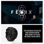 Garmin fēnix® 8 – 47 mm,Solar,Sapphire,Premium Multisport GPS Smartwatch, Long-Lasting Battery Life,Dive-Rated, Built-in LED Flashlight, Carbon Gray DLC Titanium Bezel Black/Pebble Gray Silicone Band