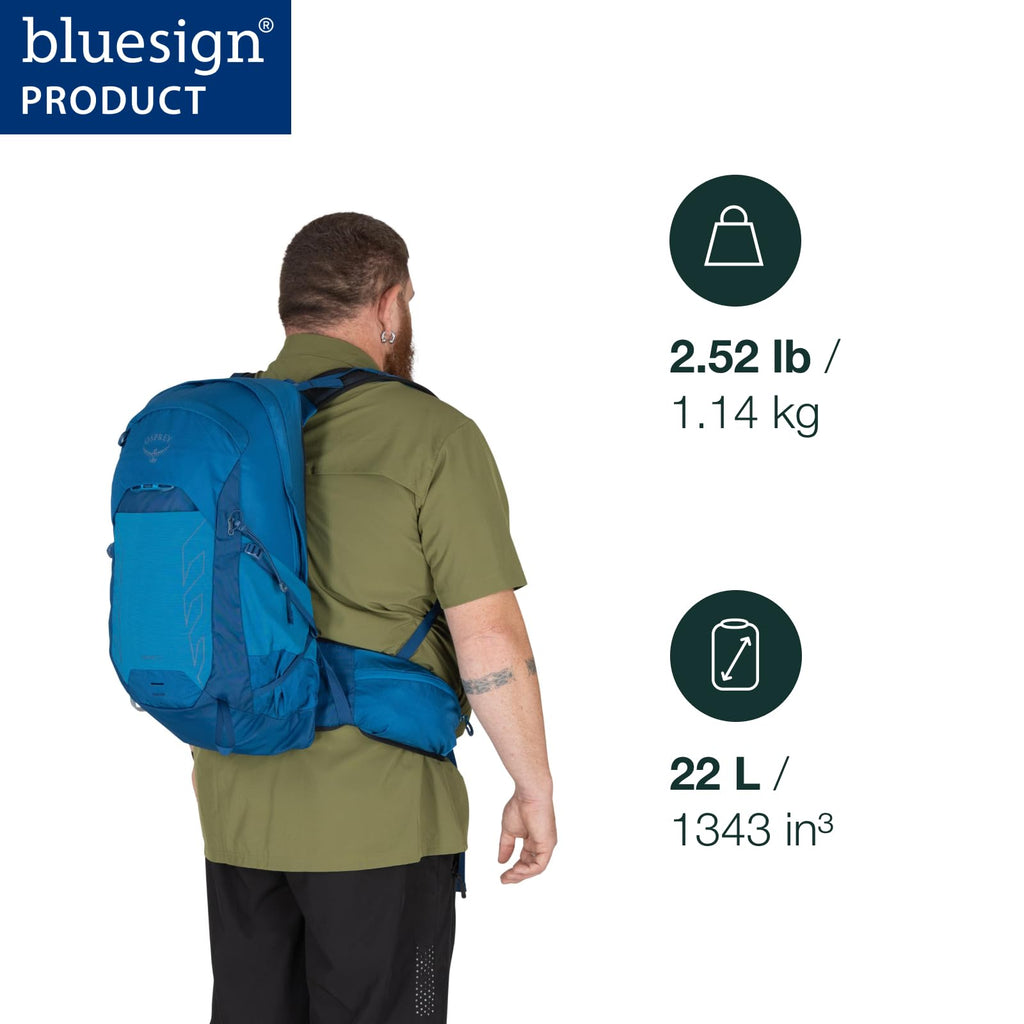 Osprey Talon 22L Men's Lightweight Hiking Backpack - Small Daypack for Travel & Camping, Black/Coal Grey