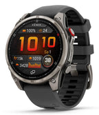 Garmin fēnix® 8 – 47 mm,Solar,Sapphire,Premium Multisport GPS Smartwatch, Long-Lasting Battery Life,Dive-Rated, Built-in LED Flashlight, Carbon Gray DLC Titanium Bezel Black/Pebble Gray Silicone Band