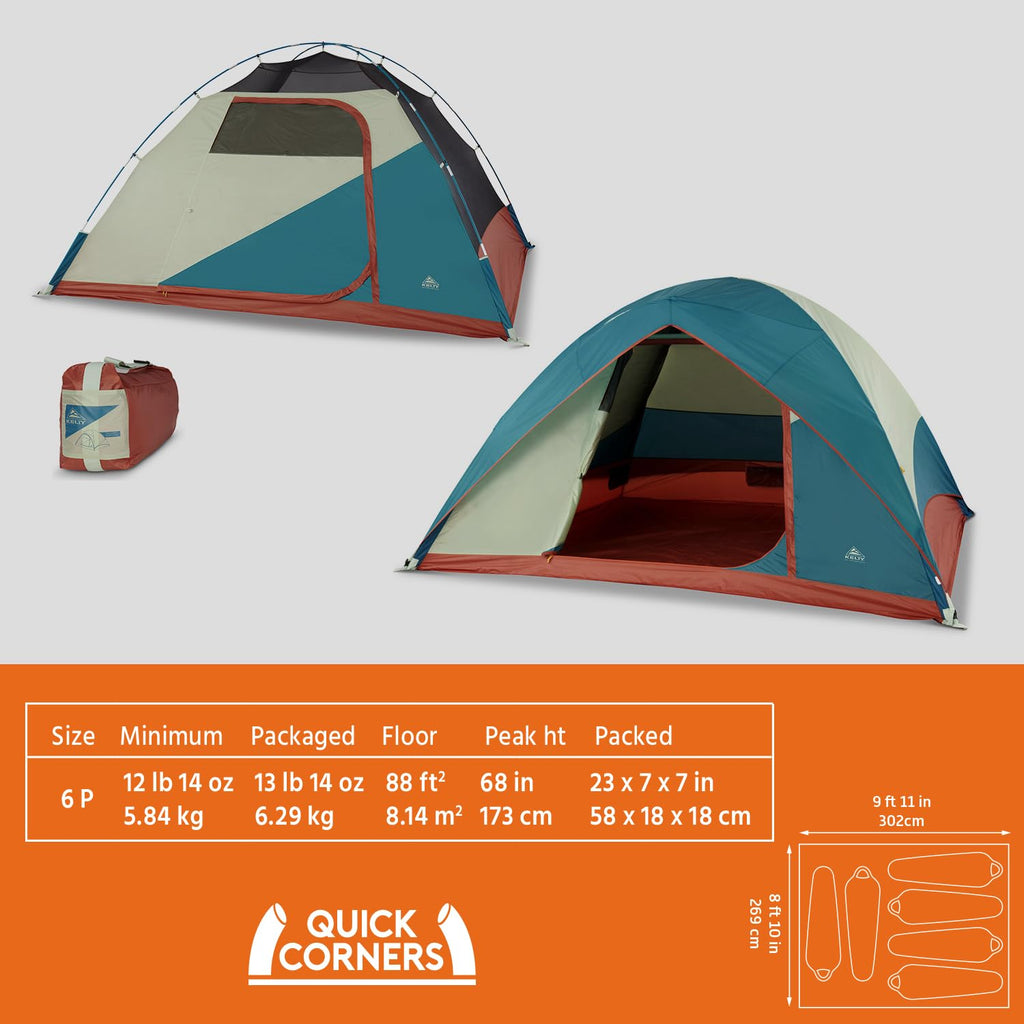 Kelty Discovery Basecamp Backpacking Tent, Camping Backpacking Shelter, Large Capacity, Fast Setup and Easy Tear Down, Stuff Sack Included