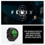 Garmin fēnix® 8 – 47 mm,Solar,Sapphire,Premium Multisport GPS Smartwatch, Long-Lasting Battery Life,Dive-Rated, Built-in LED Flashlight, Carbon Gray DLC Titanium Bezel Black/Pebble Gray Silicone Band