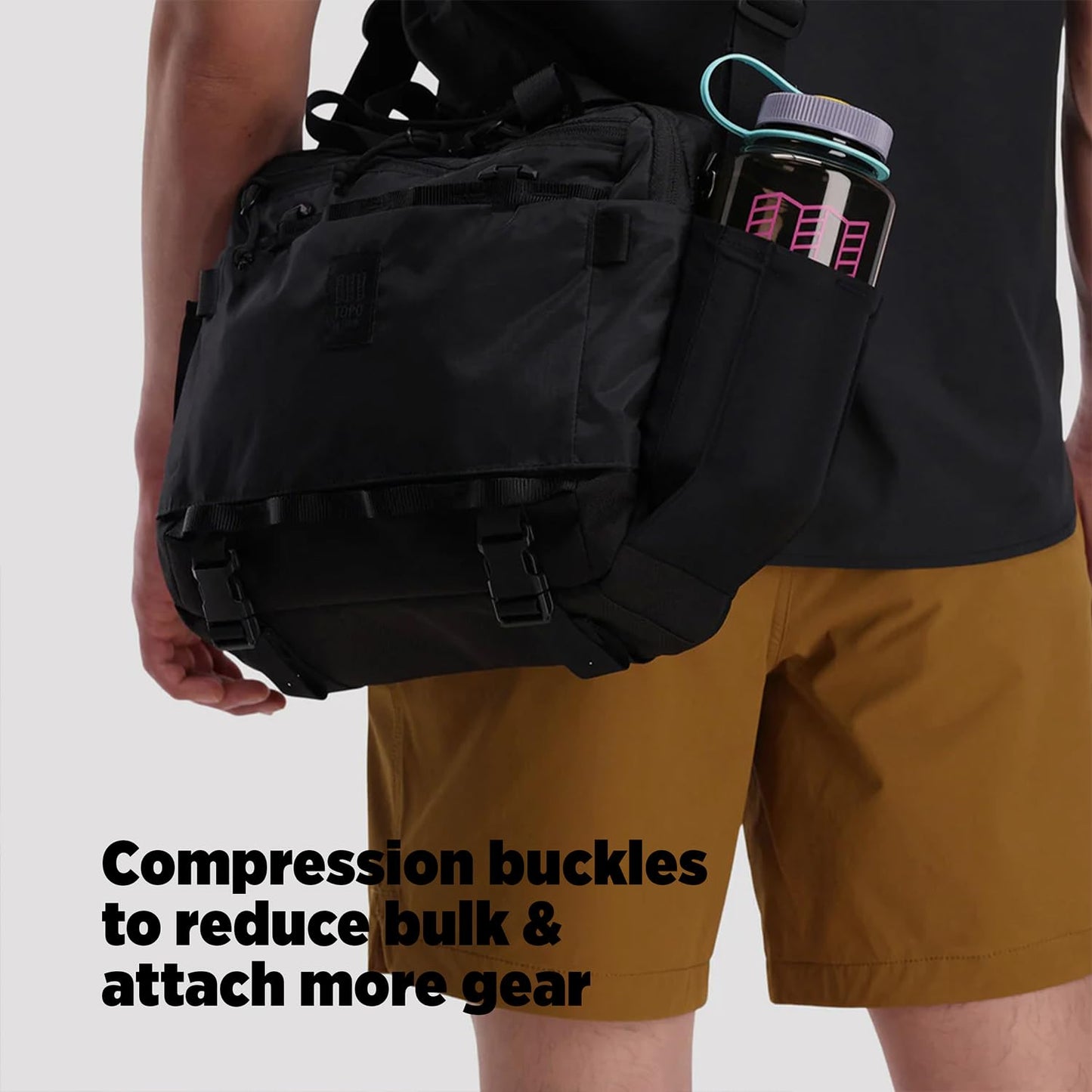 Topo Designs Mountain Cross Bag, Functional + Flexible Over Shoulder, Commuter Briefcase, Exterior Bottle Holders, Fair Trade