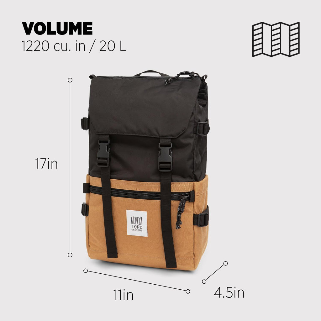 Topo Designs Rover Pack Classic - Daily Daypack for Commutes, Day Trips, Hikes, Iconic Denver Design, PFAS-Free, Fair Trade, BlueSign Backpack (Khaki/Black)