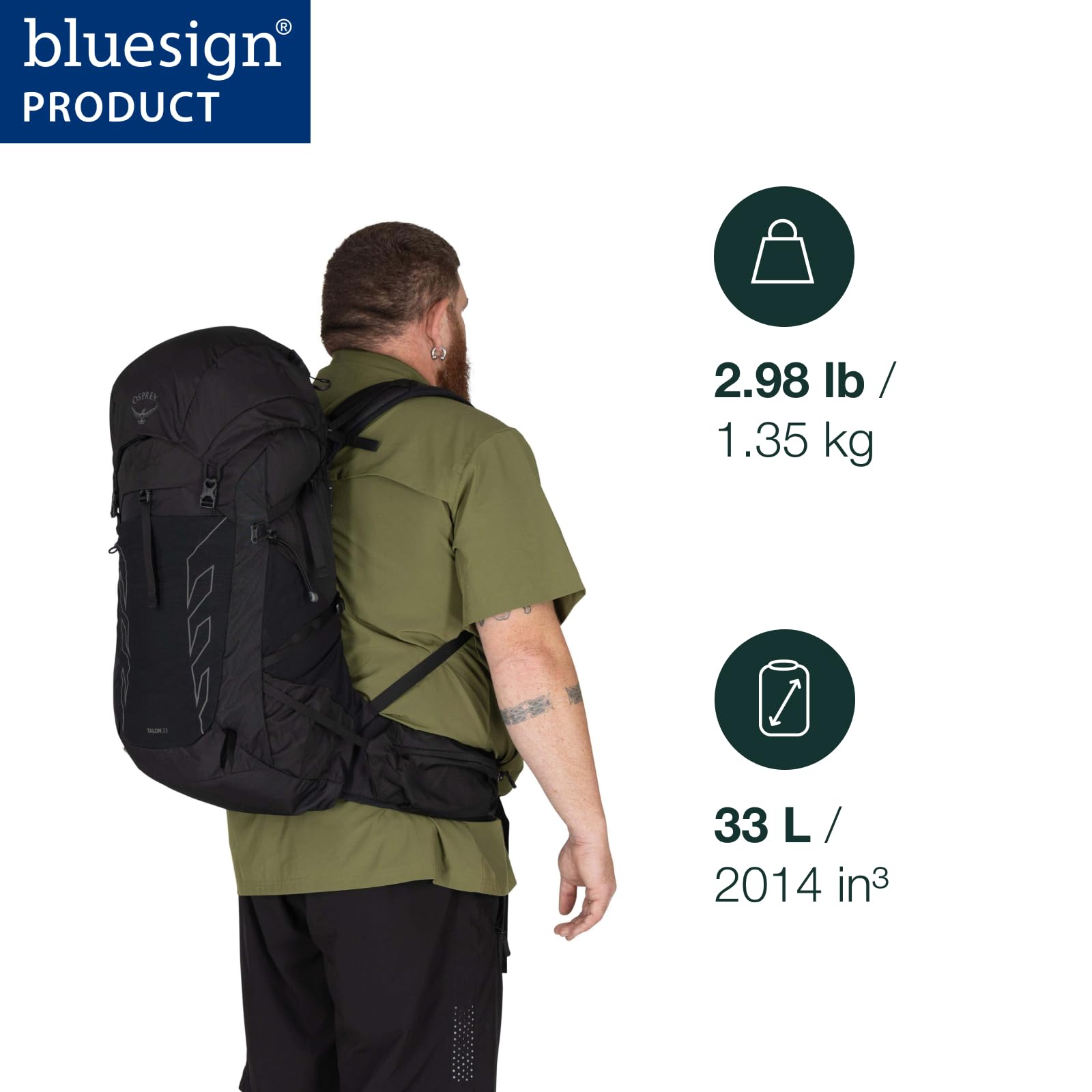 Osprey Talon 22L Men's Lightweight Hiking Backpack - Small Daypack for Travel & Camping, Black/Coal Grey