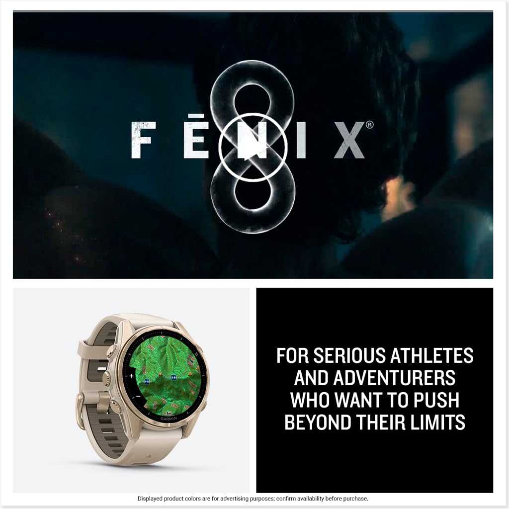 Garmin fēnix® 8 – 47 mm,Solar,Sapphire,Premium Multisport GPS Smartwatch, Long-Lasting Battery Life,Dive-Rated, Built-in LED Flashlight, Carbon Gray DLC Titanium Bezel Black/Pebble Gray Silicone Band