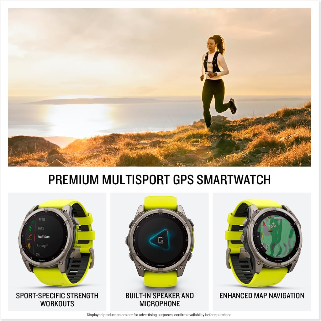 Garmin fēnix® 8 – 47 mm,Solar,Sapphire,Premium Multisport GPS Smartwatch, Long-Lasting Battery Life,Dive-Rated, Built-in LED Flashlight, Carbon Gray DLC Titanium Bezel Black/Pebble Gray Silicone Band