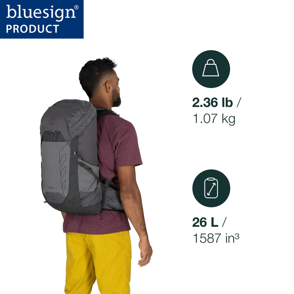 Osprey Talon 22L Men's Lightweight Hiking Backpack - Small Daypack for Travel & Camping, Black/Coal Grey