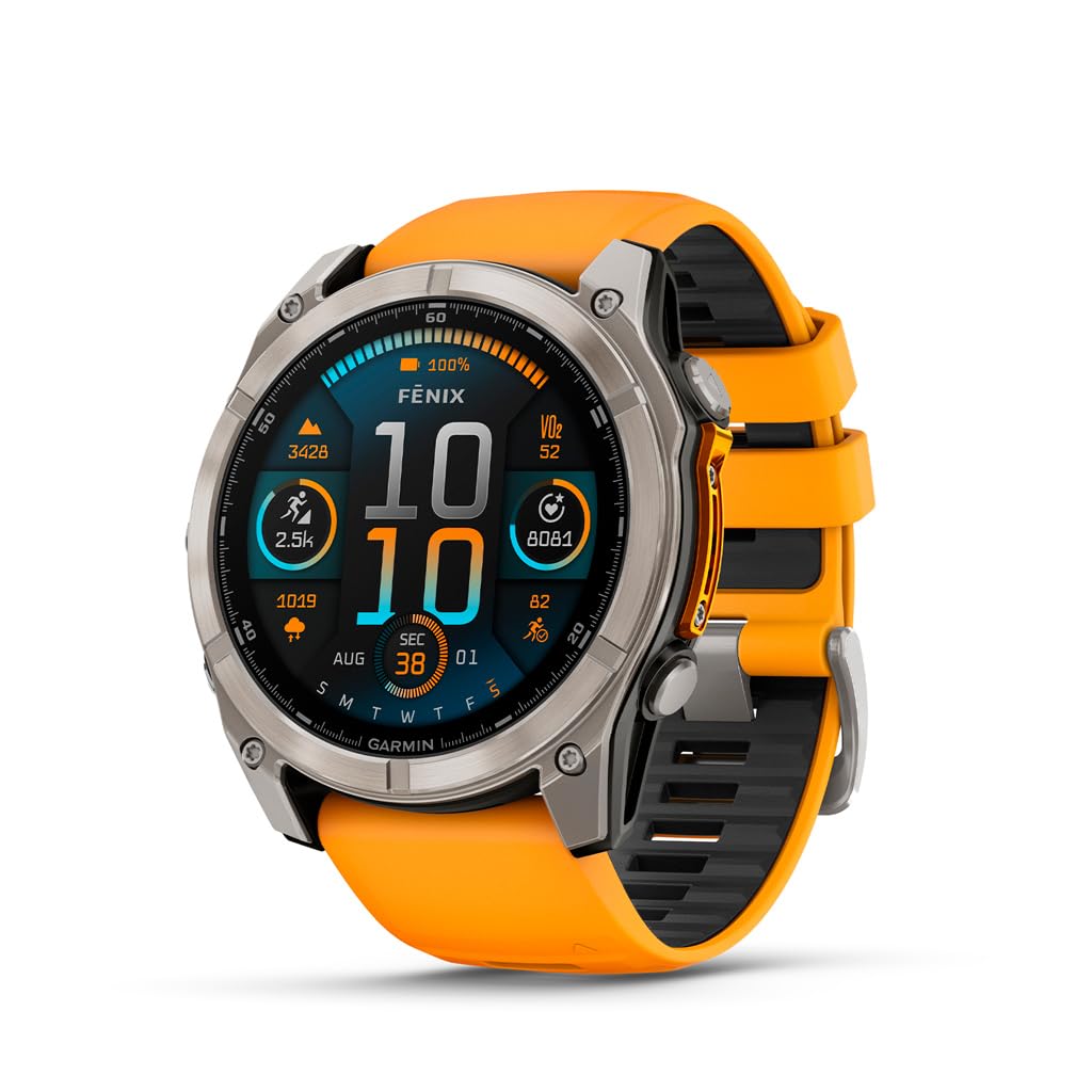 Garmin fēnix® 8 – 47 mm,Solar,Sapphire,Premium Multisport GPS Smartwatch, Long-Lasting Battery Life,Dive-Rated, Built-in LED Flashlight, Carbon Gray DLC Titanium Bezel Black/Pebble Gray Silicone Band