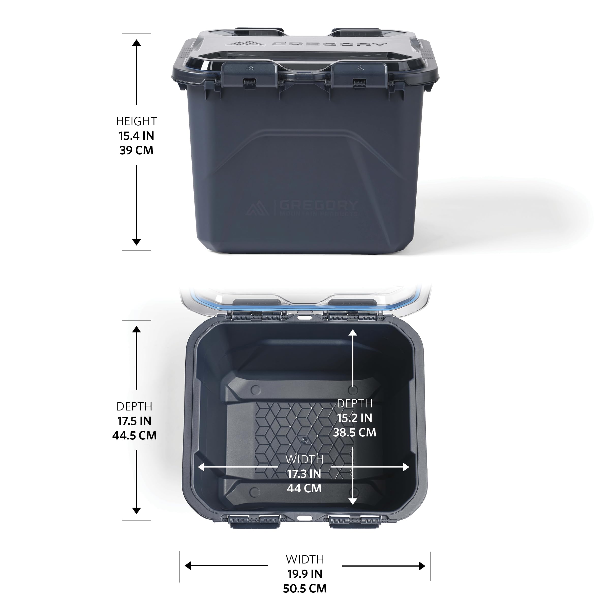 Gregory Alpaca 25L Waterproof Gear Organization/Camping Gear Box with Transparent Removable Lid, Slate Blue