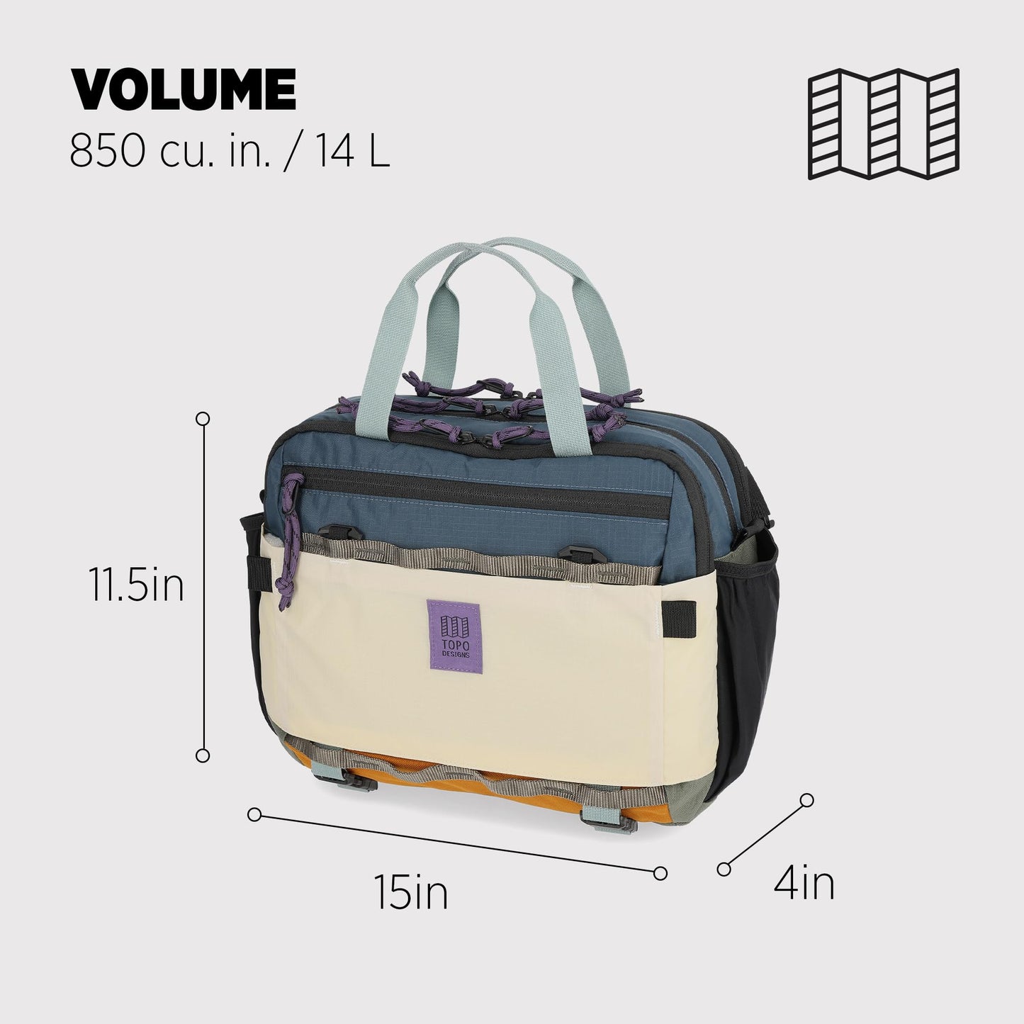 Topo Designs Mountain Cross Bag, Functional + Flexible Over Shoulder, Commuter Briefcase, Exterior Bottle Holders, Fair Trade