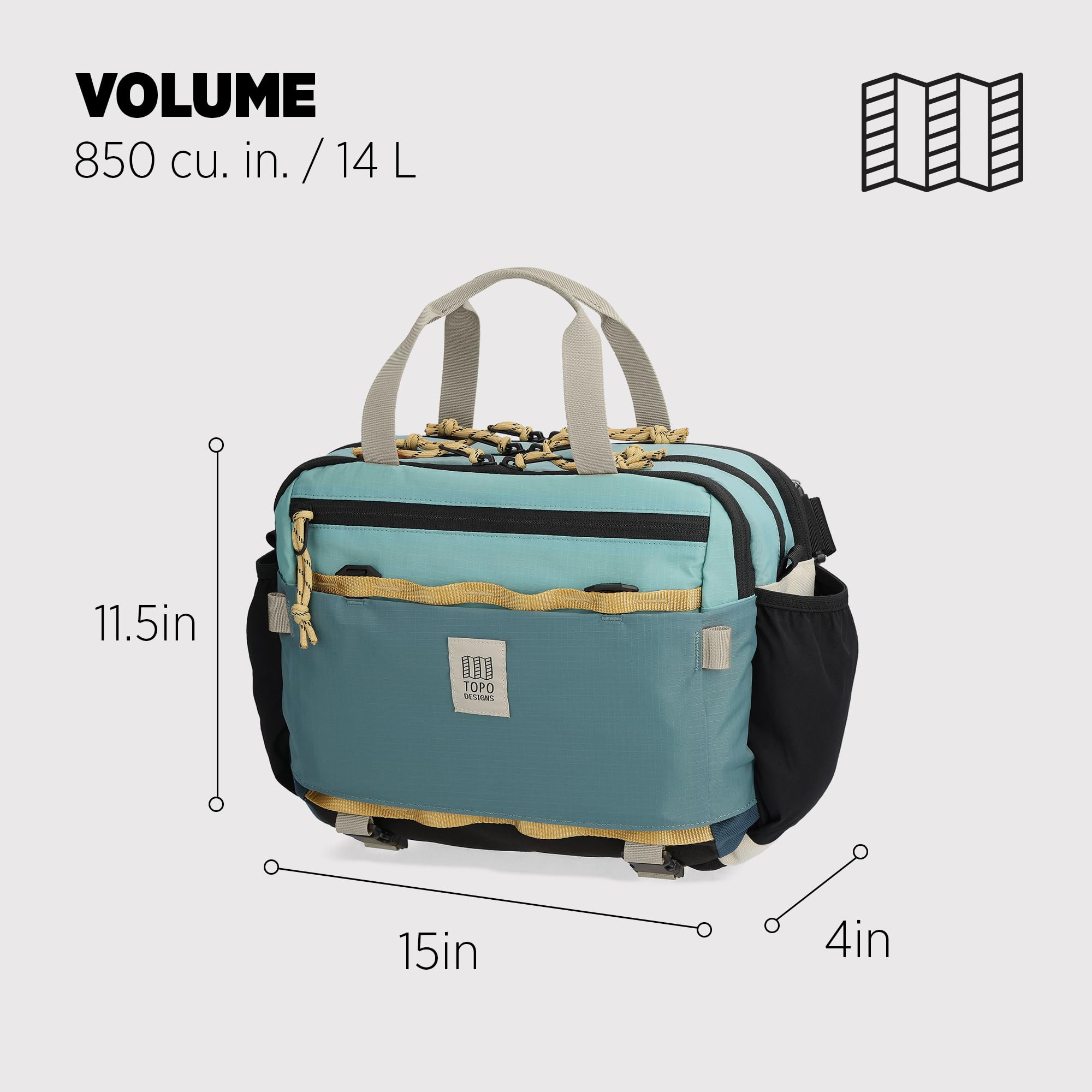Topo Designs Mountain Cross Bag, Functional + Flexible Over Shoulder, Commuter Briefcase, Exterior Bottle Holders, Fair Trade
