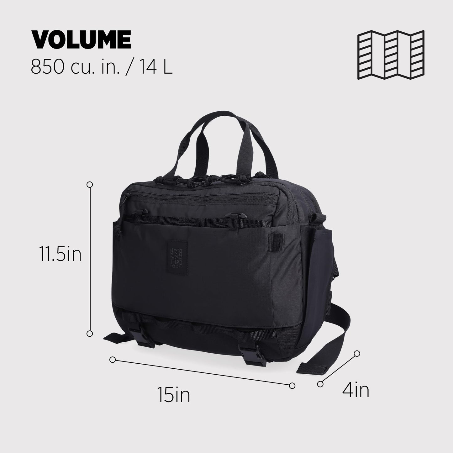 Topo Designs Mountain Cross Bag, Functional + Flexible Over Shoulder, Commuter Briefcase, Exterior Bottle Holders, Fair Trade