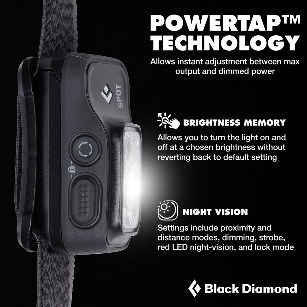 BLACK DIAMOND Spot 400 Headlamp | 400 Lumens Brightness, Dimmable | Waterproof & Durable | 3X AAA Battery Operated (Included) | Graphite