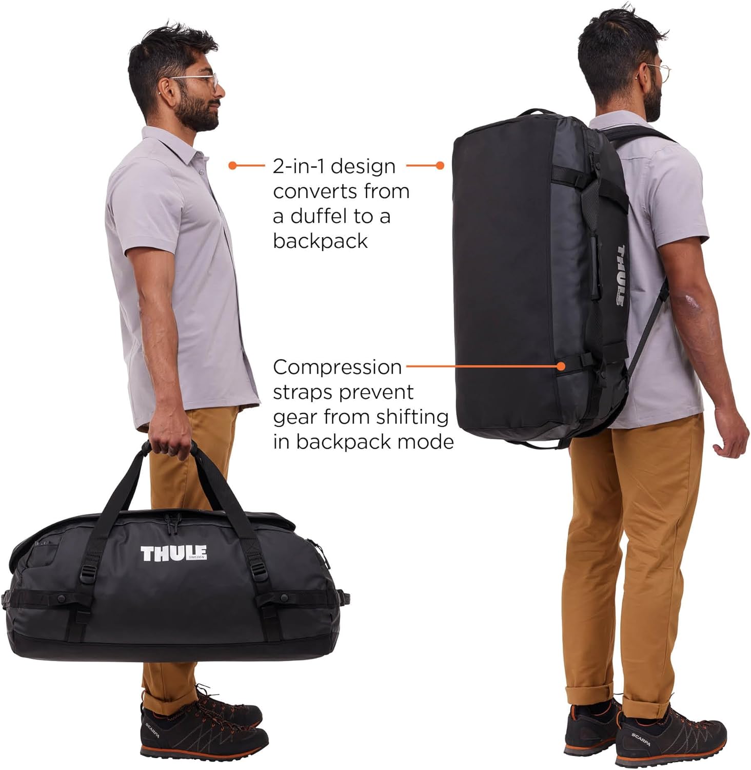 Thule Chasm Duffel bag, Weather-resistant materials, Easy packing, Converts to backpack, Internal pockets, Travel-ready