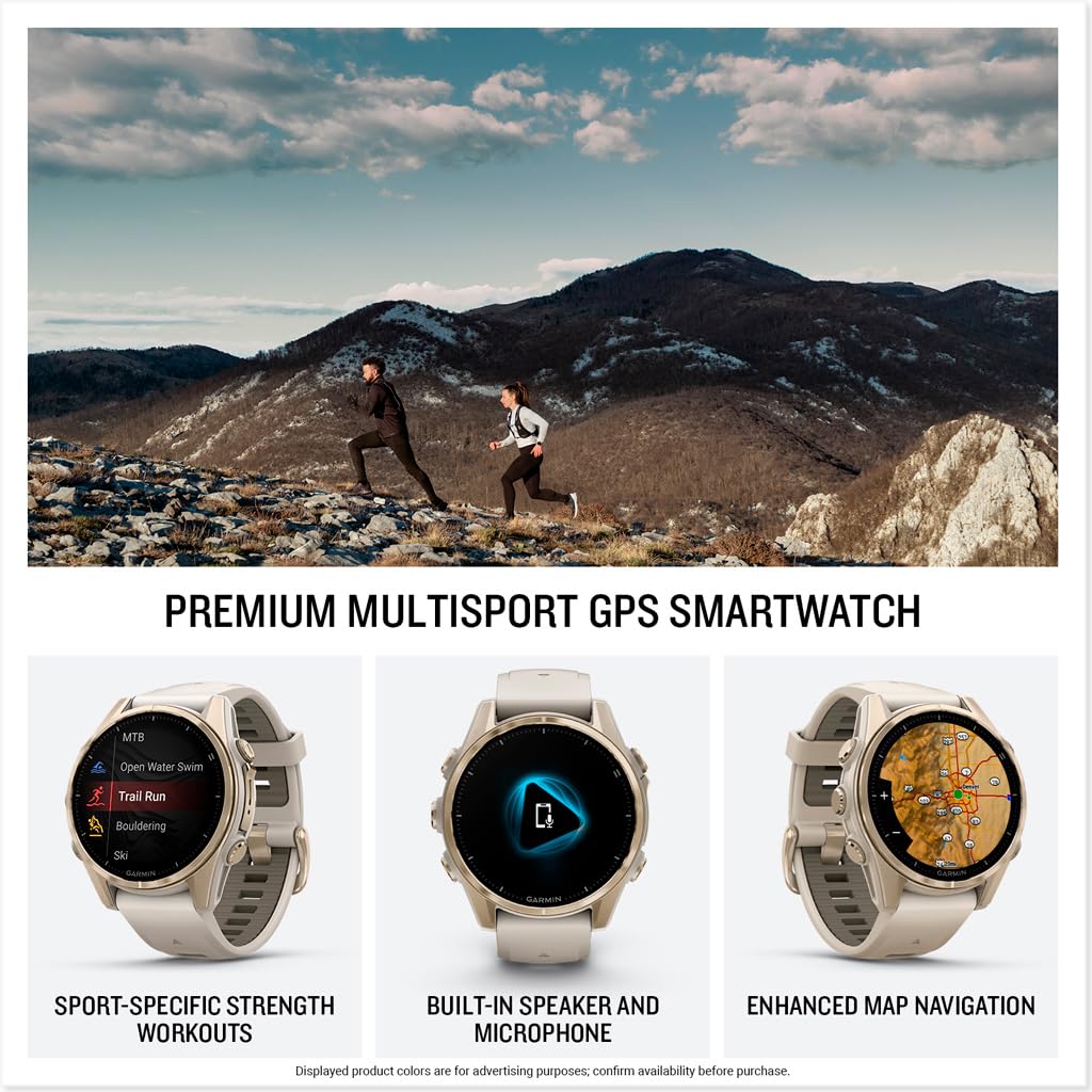 Garmin fēnix® 8 – 47 mm,Solar,Sapphire,Premium Multisport GPS Smartwatch, Long-Lasting Battery Life,Dive-Rated, Built-in LED Flashlight, Carbon Gray DLC Titanium Bezel Black/Pebble Gray Silicone Band