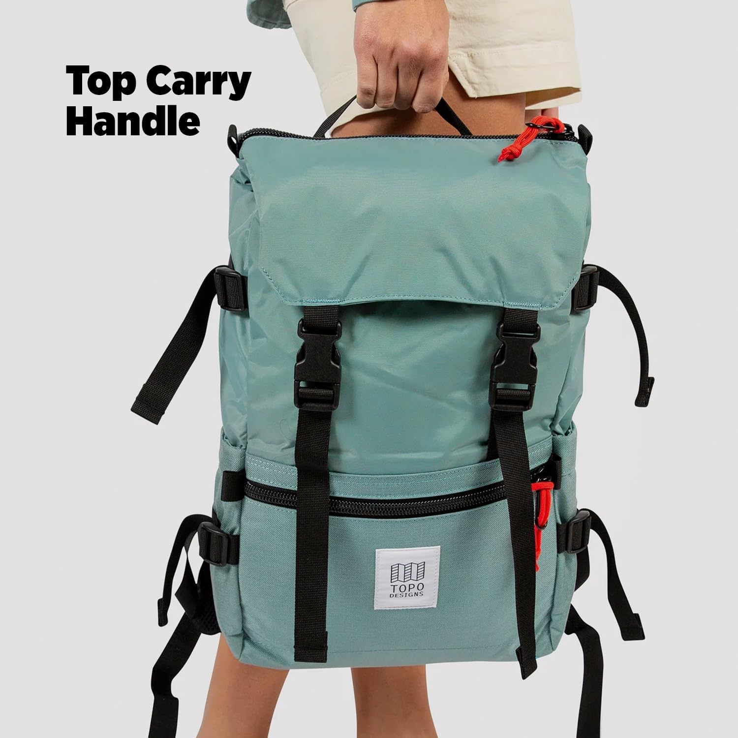 Topo Designs Rover Pack Classic - Daily Daypack for Commutes, Day Trips, Hikes, Iconic Denver Design, PFAS-Free, Fair Trade, BlueSign Backpack (Khaki/Black)