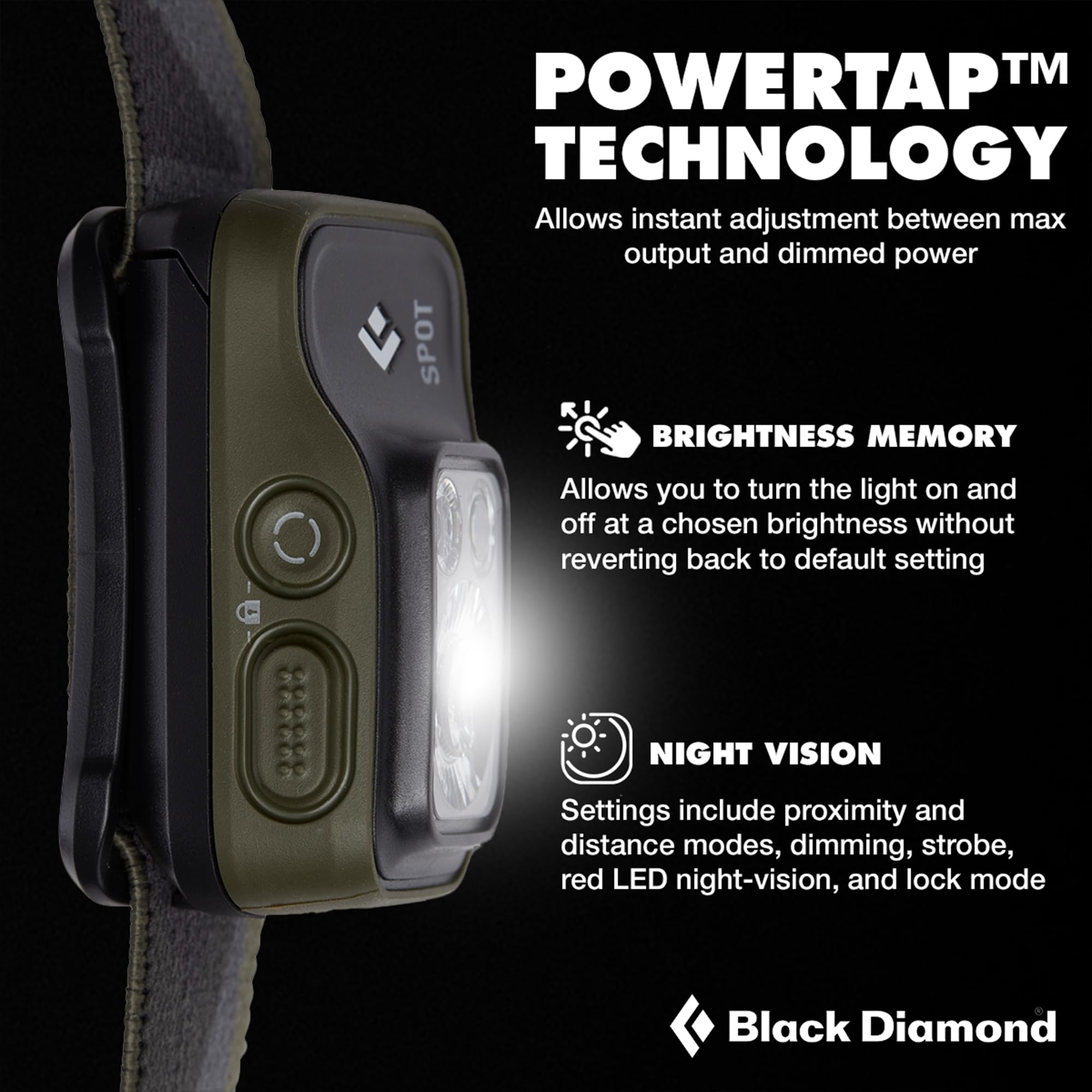 BLACK DIAMOND Spot 400 Headlamp | 400 Lumens Brightness, Dimmable | Waterproof & Durable | 3X AAA Battery Operated (Included) | Graphite