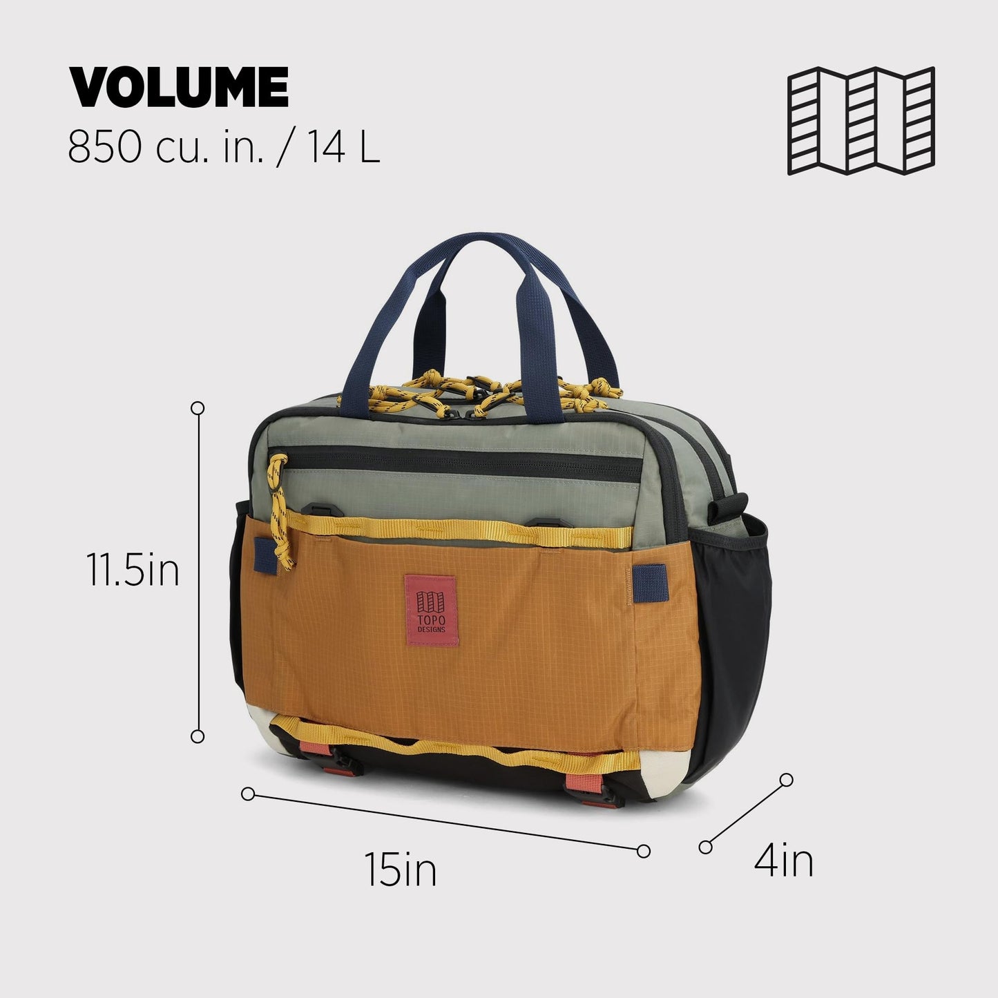 Topo Designs Mountain Cross Bag, Functional + Flexible Over Shoulder, Commuter Briefcase, Exterior Bottle Holders, Fair Trade