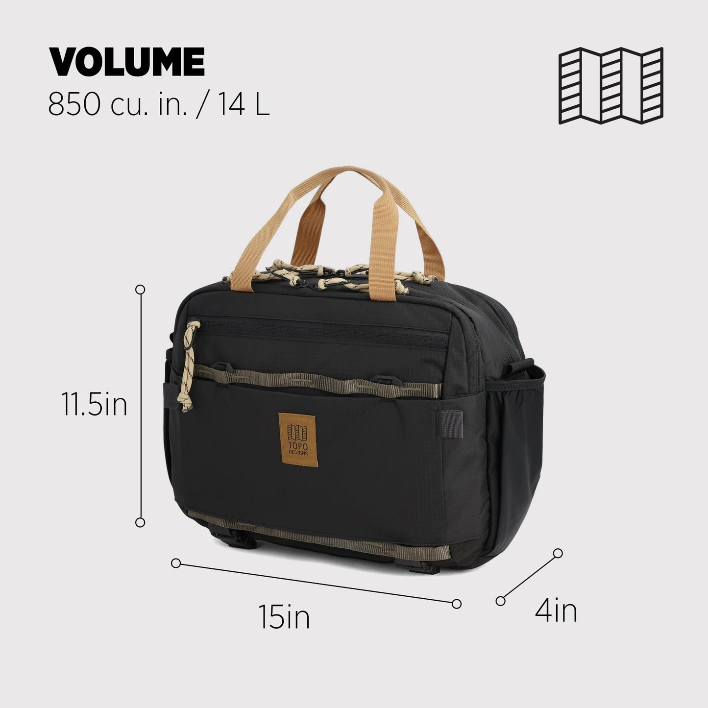 Topo Designs Mountain Cross Bag, Functional + Flexible Over Shoulder, Commuter Briefcase, Exterior Bottle Holders, Fair Trade