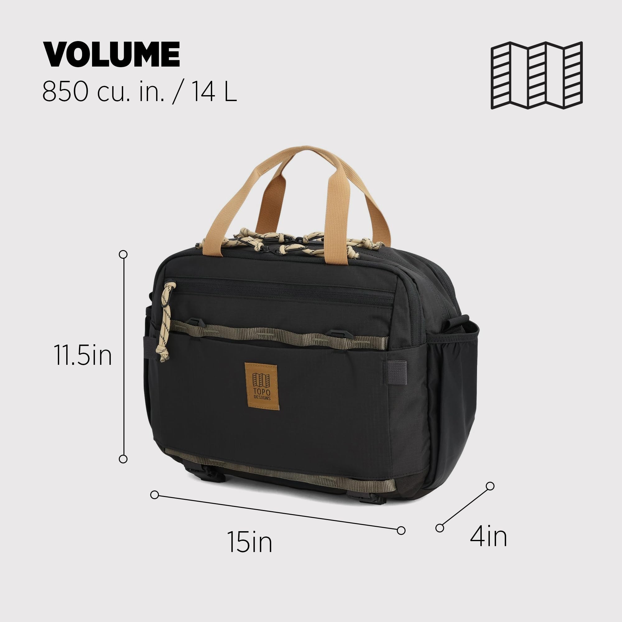 Topo Designs Mountain Cross Bag, Functional + Flexible Over Shoulder, Commuter Briefcase, Exterior Bottle Holders, Fair Trade