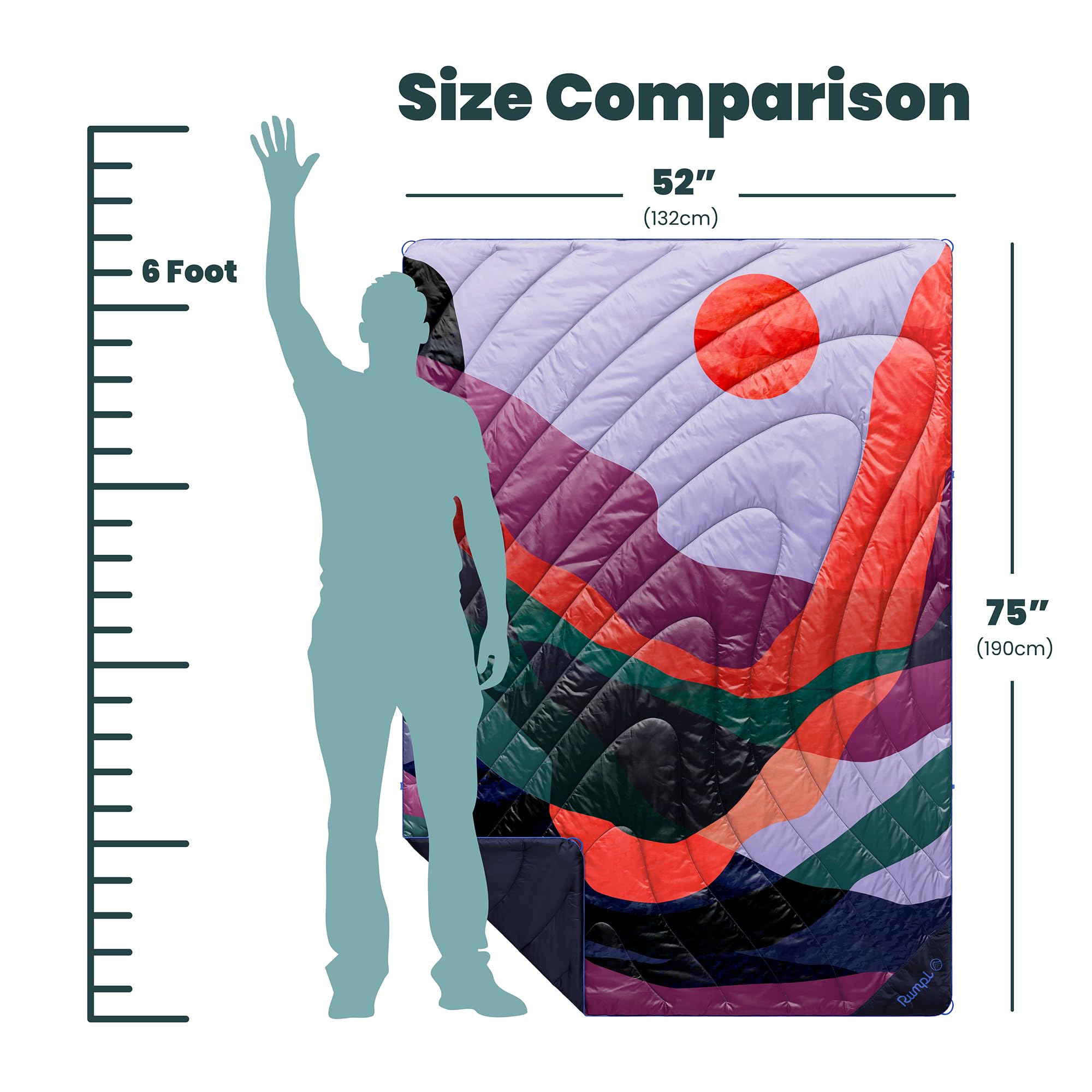 Rumpl Original Puffy 1-Person Blanket for Camping and Outdoors, Alpenglow