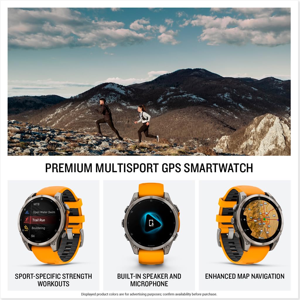 Garmin fēnix® 8 – 47 mm,Solar,Sapphire,Premium Multisport GPS Smartwatch, Long-Lasting Battery Life,Dive-Rated, Built-in LED Flashlight, Carbon Gray DLC Titanium Bezel Black/Pebble Gray Silicone Band
