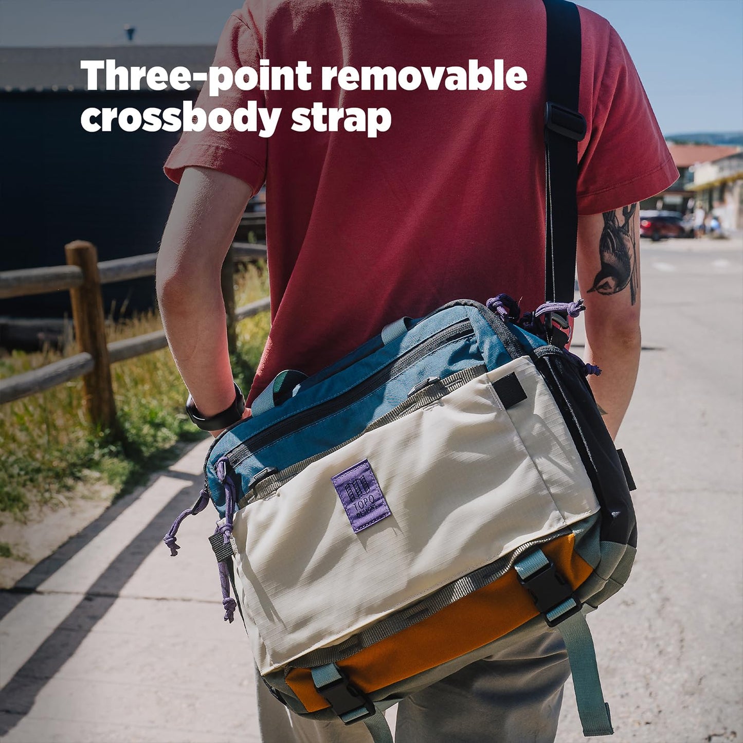 Topo Designs Mountain Cross Bag, Functional + Flexible Over Shoulder, Commuter Briefcase, Exterior Bottle Holders, Fair Trade