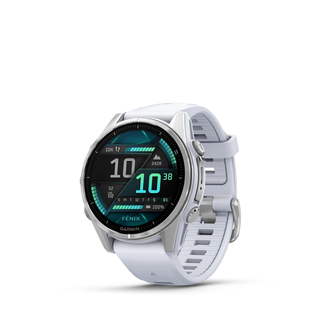 Garmin fēnix® 8 – 47 mm,Solar,Sapphire,Premium Multisport GPS Smartwatch, Long-Lasting Battery Life,Dive-Rated, Built-in LED Flashlight, Carbon Gray DLC Titanium Bezel Black/Pebble Gray Silicone Band
