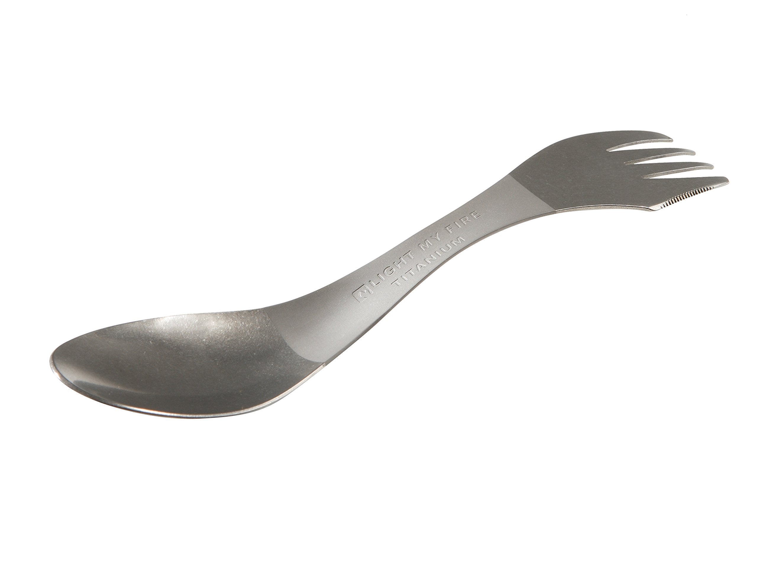 Light My Fire Titanium Spork Camping Spoon Fork Knife Combo Reusable Travel & Camping Utensils - Unbreakable Non-Toxic BPA Free Outdoor Backpacking Hiking Picnic Utensil, 1 Metal Spork