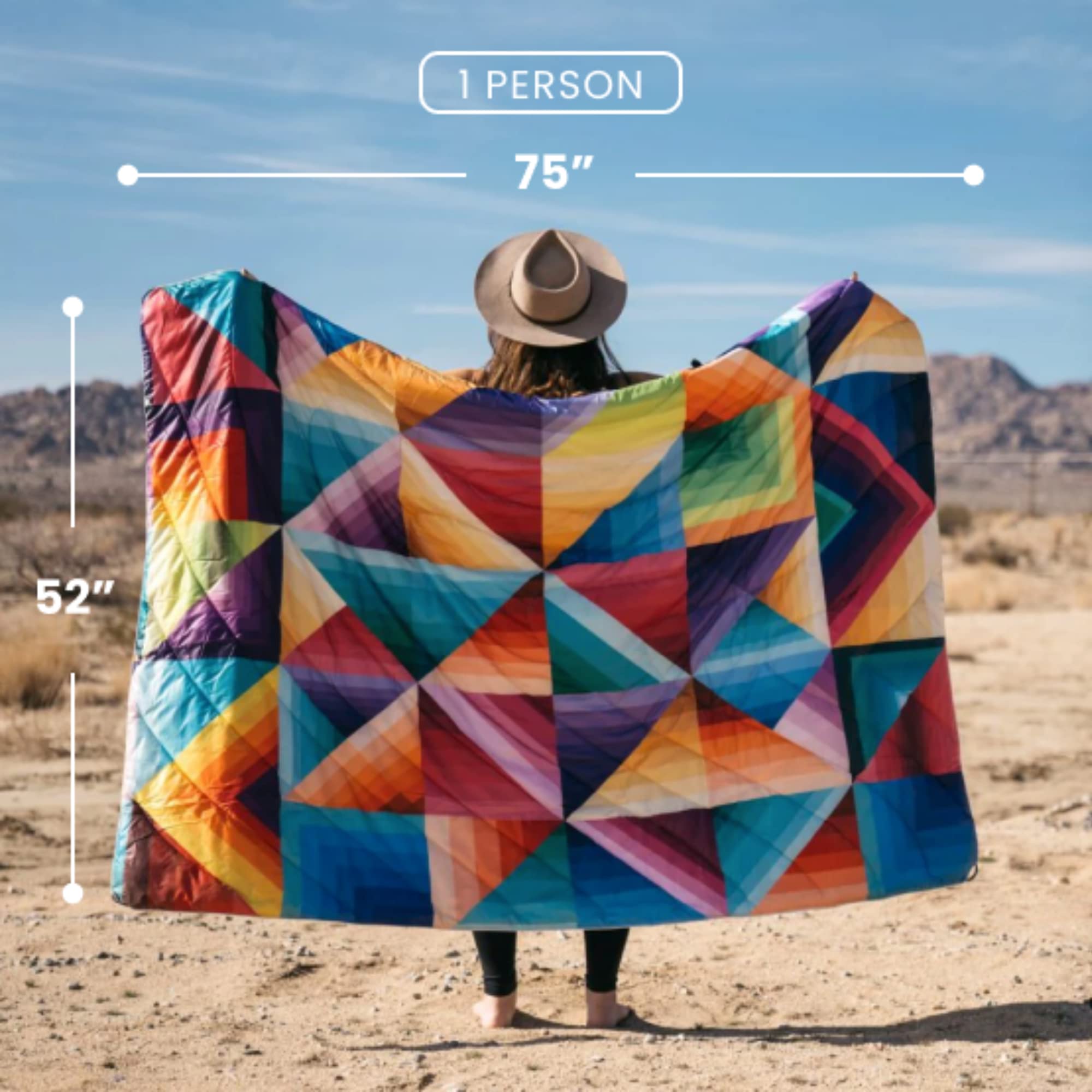 Rumpl Original Puffy 1-Person Blanket for Camping and Outdoors, Alpenglow