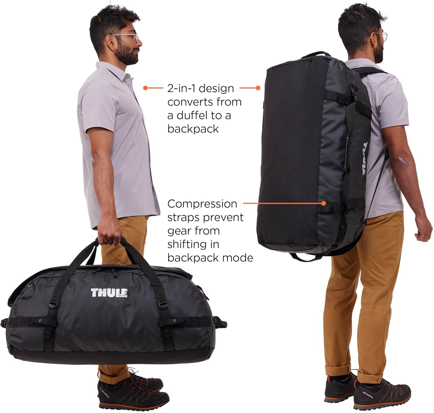 Thule Chasm Duffel bag, Weather-resistant materials, Easy packing, Converts to backpack, Internal pockets, Travel-ready
