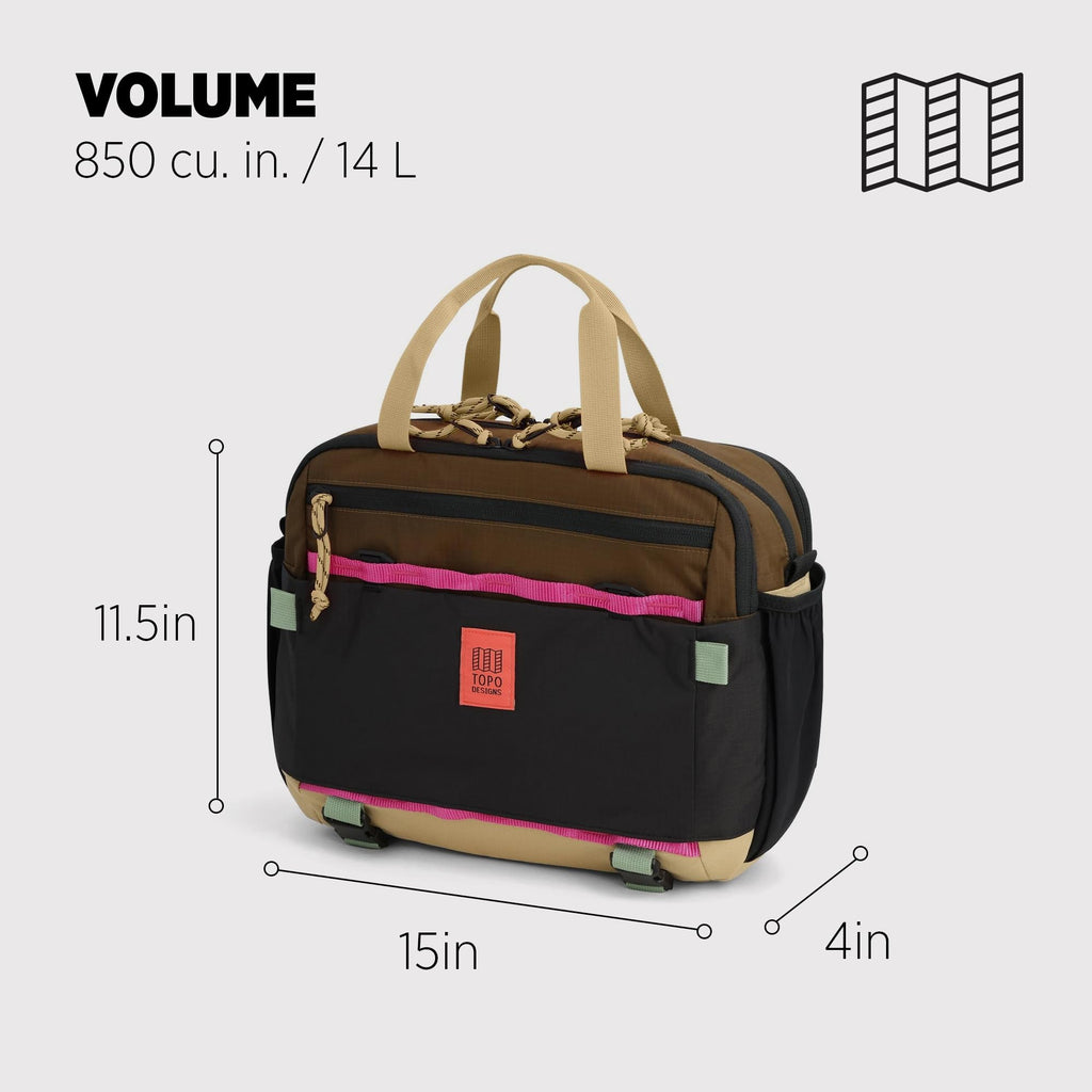 Topo Designs Mountain Cross Bag, Functional + Flexible Over Shoulder, Commuter Briefcase, Exterior Bottle Holders, Fair Trade