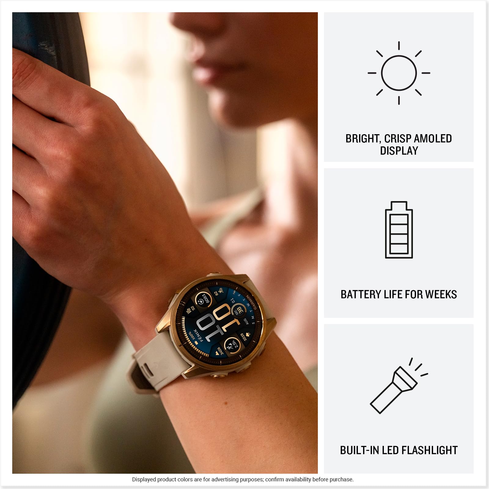 Garmin fēnix® 8 – 47 mm,Solar,Sapphire,Premium Multisport GPS Smartwatch, Long-Lasting Battery Life,Dive-Rated, Built-in LED Flashlight, Carbon Gray DLC Titanium Bezel Black/Pebble Gray Silicone Band