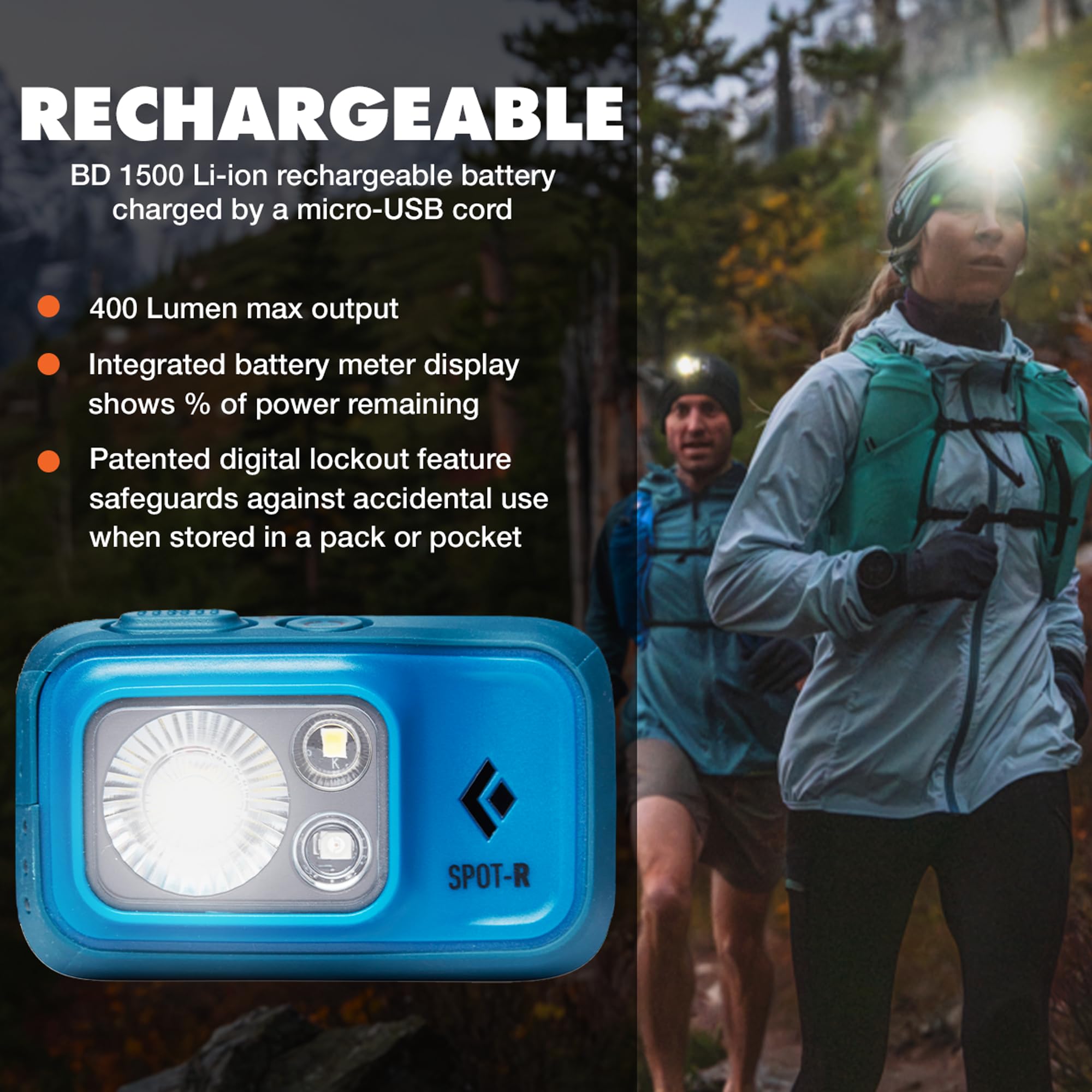 BLACK DIAMOND Spot 400 Headlamp | 400 Lumens Brightness, Dimmable | Waterproof & Durable | 3X AAA Battery Operated (Included) | Graphite