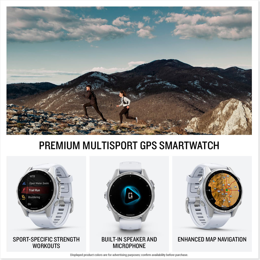 Garmin fēnix® 8 – 47 mm,Solar,Sapphire,Premium Multisport GPS Smartwatch, Long-Lasting Battery Life,Dive-Rated, Built-in LED Flashlight, Carbon Gray DLC Titanium Bezel Black/Pebble Gray Silicone Band