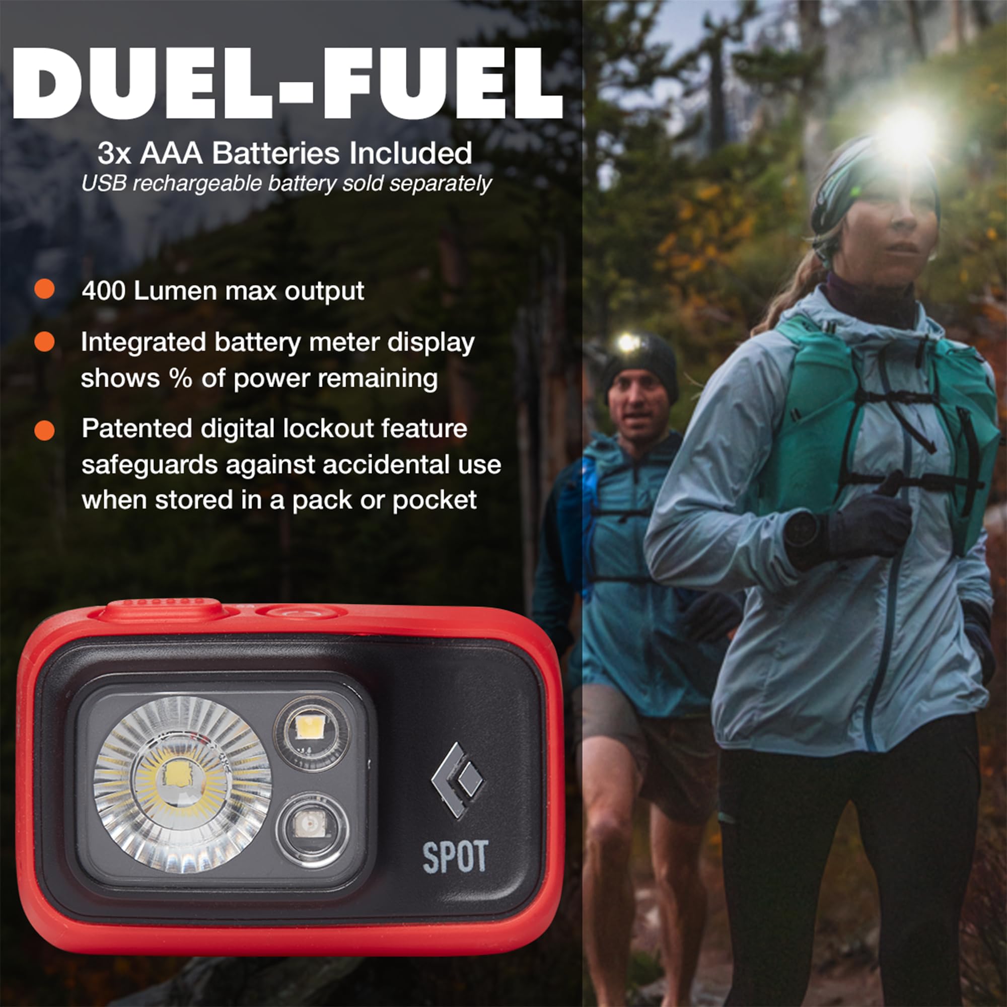 BLACK DIAMOND Spot 400 Headlamp | 400 Lumens Brightness, Dimmable | Waterproof & Durable | 3X AAA Battery Operated (Included) | Graphite