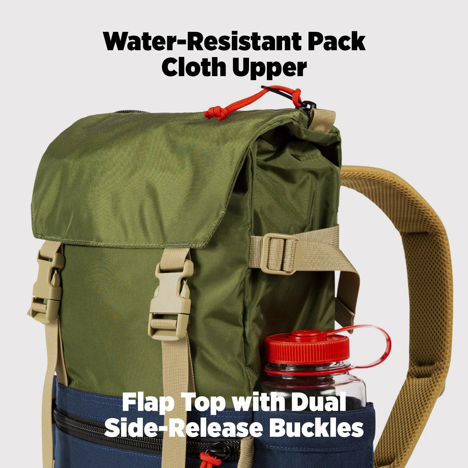 Topo Designs Rover Pack Classic - Daily Daypack for Commutes, Day Trips, Hikes, Iconic Denver Design, PFAS-Free, Fair Trade, BlueSign Backpack (Khaki/Black)