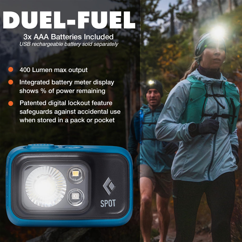 BLACK DIAMOND Spot 400 Headlamp | 400 Lumens Brightness, Dimmable | Waterproof & Durable | 3X AAA Battery Operated (Included) | Graphite