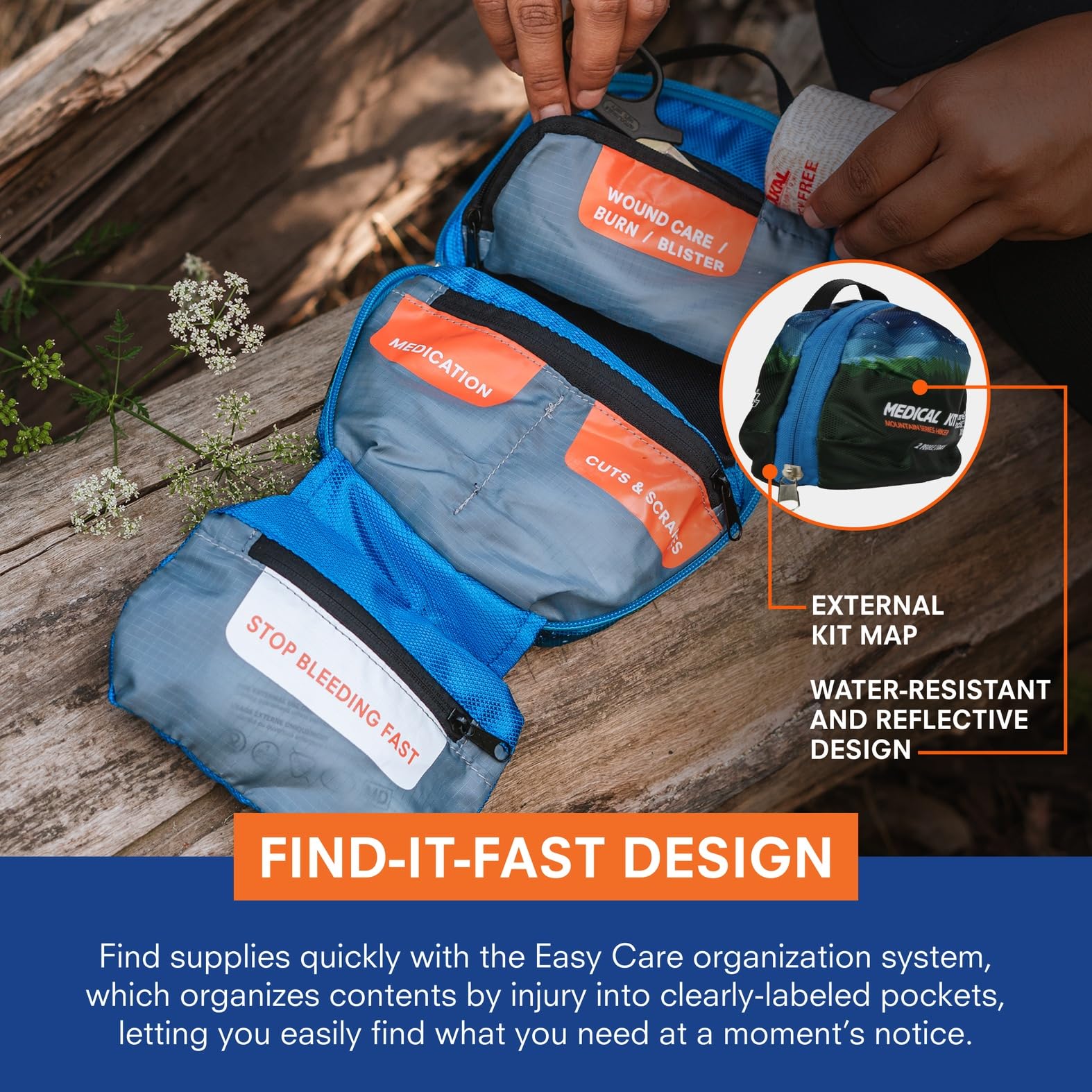 Adventure Medical Kits Mountain Series Medical Kit - Hiker - Emergency Medical First Aid Kit - For 2 People for 2 Days - Comes with a Trauma Pad, Medicine, Guide Book & More