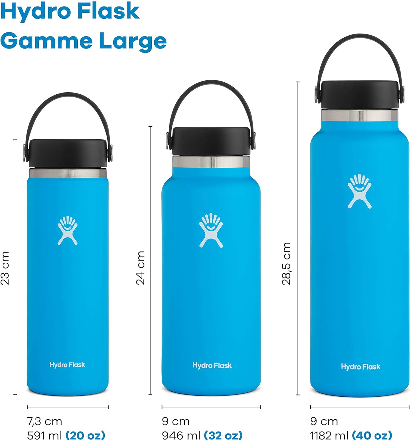 Hydro Flask 32 oz. Water Bottle - Stainless Steel, Reusable, Vacuum Insulated- Wide Mouth with Leak Proof Flex Cap